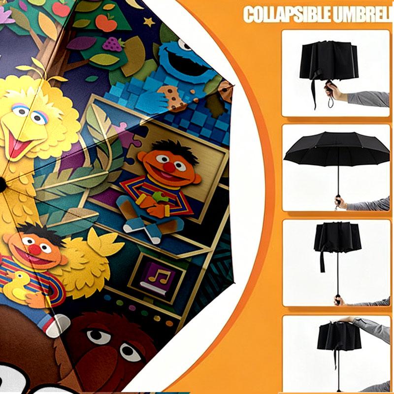 Custom Name Personalized Poppy Playtime Print Umbrella, Auto Open Close, 8‑Rib Sturdy Frame, Commute Camping Hiking Use, Birthday Gift