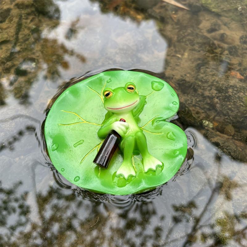 Floating Frog Decor for Pond Frog Ornament Figurine Statue Craft for Floating Lotus Flower Home Garden Decoration Photo Prop
