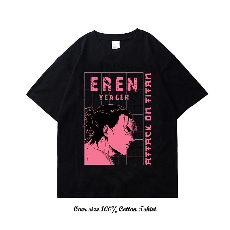 Japanese Anime Attack On Titan T Shirt Harajuku Vintage Print Short Sleeve Plus Size Cotton Crew Neck T Shirt Women Men