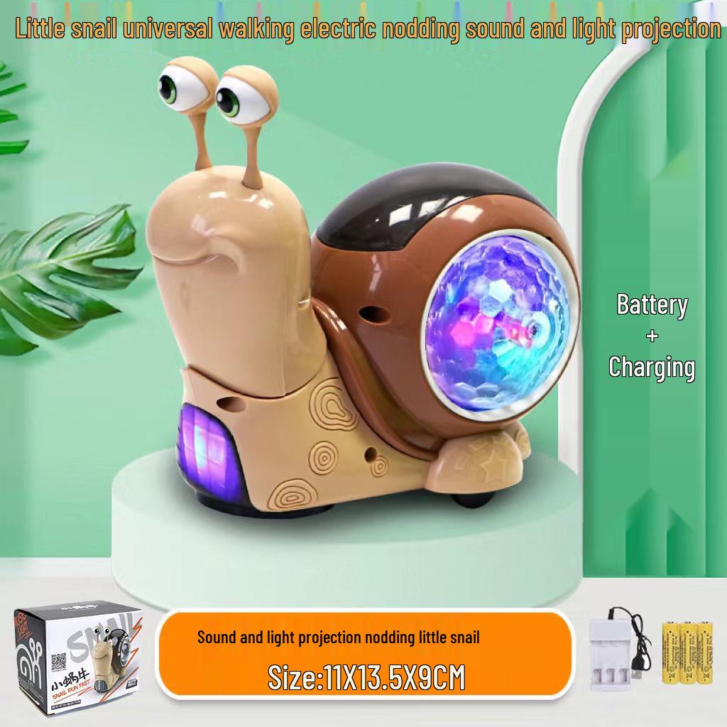 Electric Toy Snail with Automatic Obstacle Avoidance, Sound, Light, and Projection Features for Kids