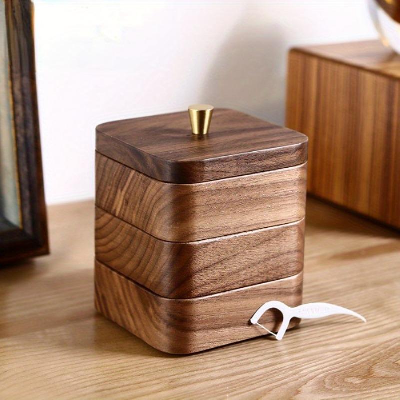 Многослойная коробка для хранения из черного ореха Многослойная цельнодеревянная зубочистка Новая китайская настольная домашняя коробка для хранения с крышкой Red