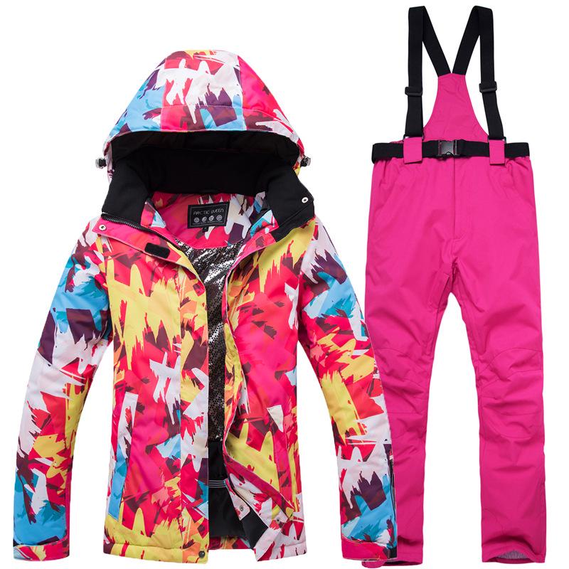 Women's Winter Ski Suit Set - Warm Snowboard Jacket and Pants