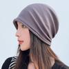 Women's Korean Style Knitted Hat - Spring/Autumn Versatile Rolled Edge Solid Color Pullover