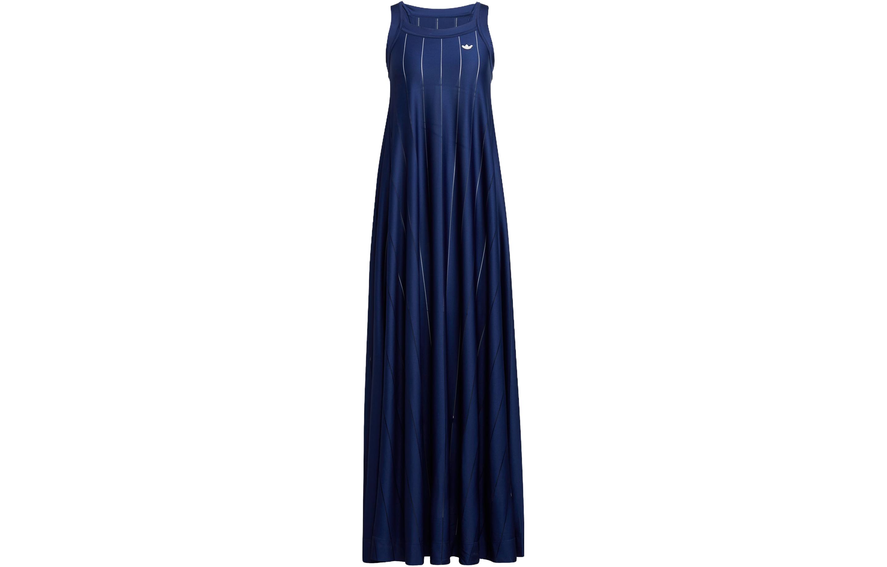 Adidas Originals Slip Dresses Women s Night Sky Purple Crew Neck Moderate Long HY6205 XS