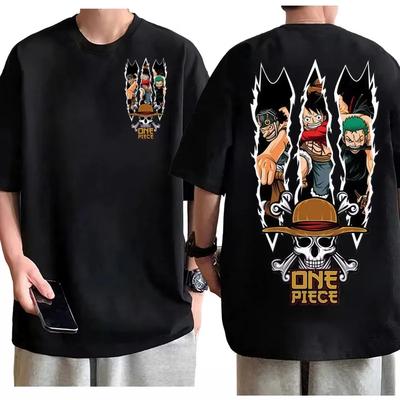 T-shirt Équipage du Chapeau de Paille One Piece Hommes Femmes Coton Anime Graphique Col Rond Manches Courtes Top Décontracté Urbain Quotidien