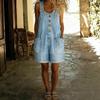 Mono vaquero corto retro de moda para mujer y mono de tirantes para mujer, casual, talla grande, holgado, body de mezclilla, mono con hebilla ajustable
