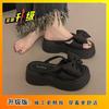 Outdoor Wear Fashion Popular Versatile Round Head Muffin Shoes Summer 2025 New Bow Thick-soled Beach Cool Slippers