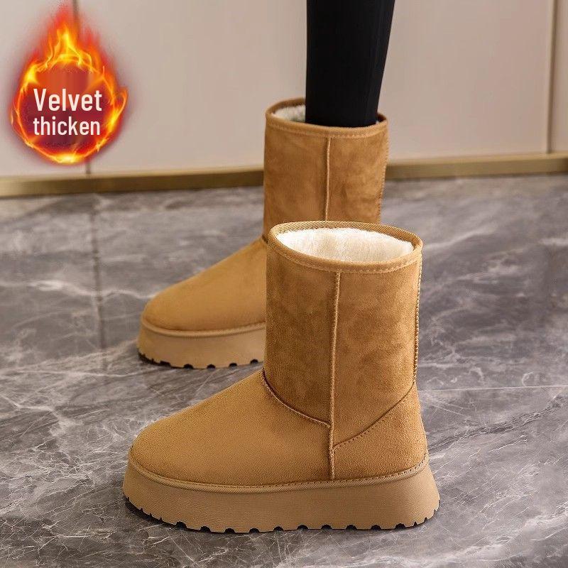Women's Mid-Calf Soft-Soled Snow Boots - Thick, Non-Slip, Waterproof, Plus Velvet, Winter Cotton Shoes