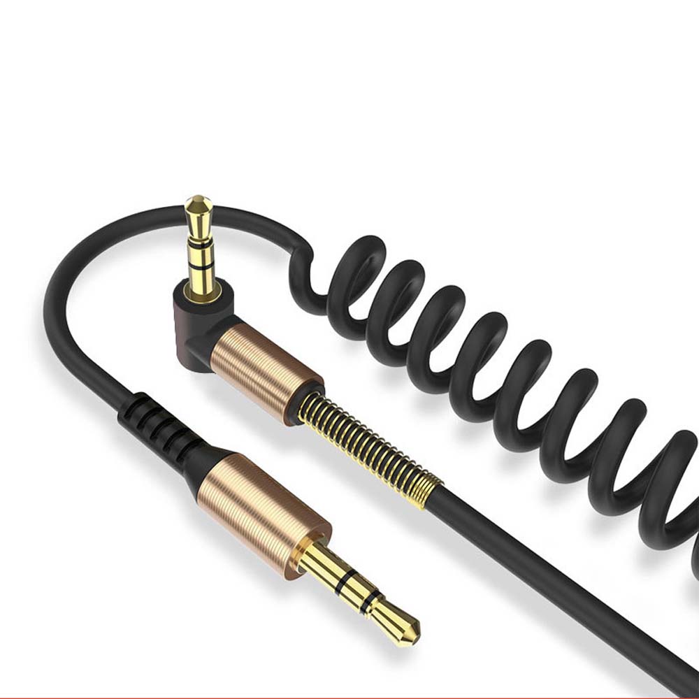 Male Stretch Spring Cable Elbow 3.5 Mm To 3.5mm Plug Aux Cable Audio Cable Audio Wire Car Aux Cord