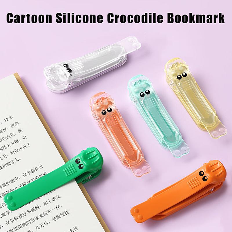 1pc Unique Visualized Book Markers Silicone Automatic Bookmarks For Reading Women Cute Alligator Clip Designs Stay In Place An