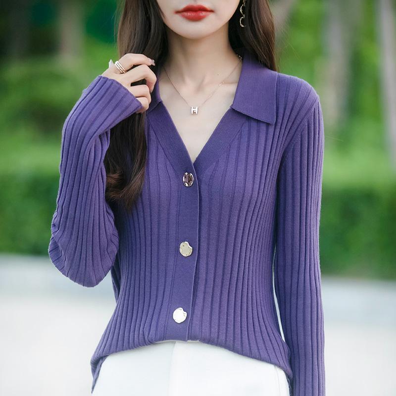 Leichte Strickjacke für Damen aus 50 % Wolle und 50 % Maulbeerseide – vielseitige Strickware für 4 Jahreszeiten für ganzjährigen Komfort und Stil