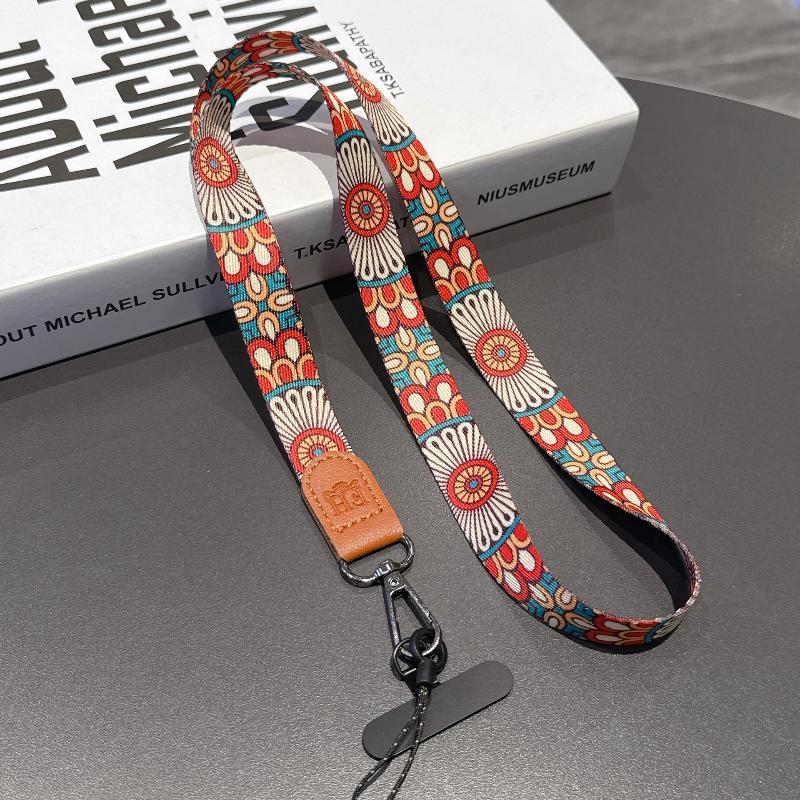 Retro Pattern Crossbody Cell Phone Lanyard Adjustable Hanging Neck Mobile Phone Strap Lanyard Pendant With Universal Card Gasket