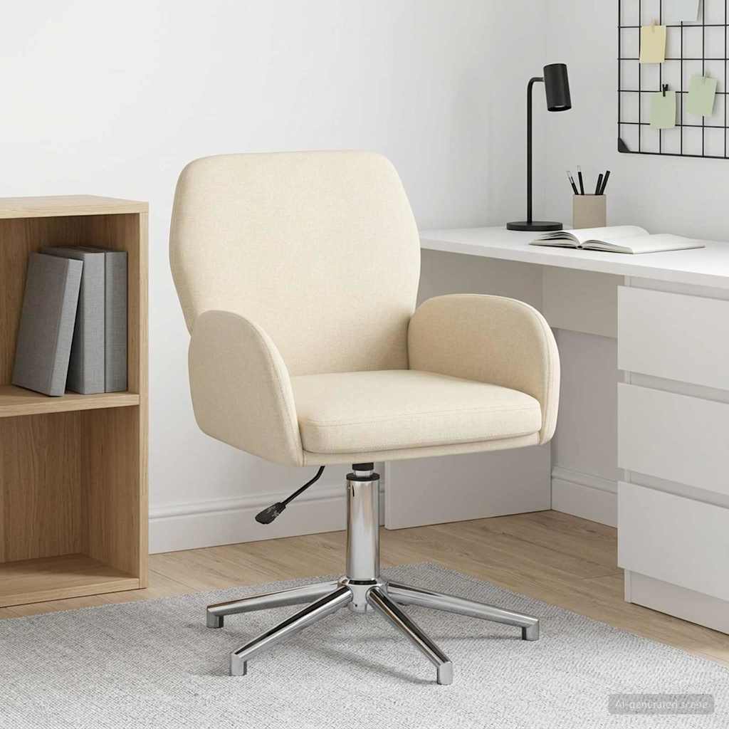 Swivel Chair 54 X 58 X 90 Cm Cream Fabric