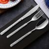 Stainless Steel Cutlery Set Stone Textured Handle Steak Knife Fork and Coffee Spoon High-end Suitable for Restaurants and Hotels