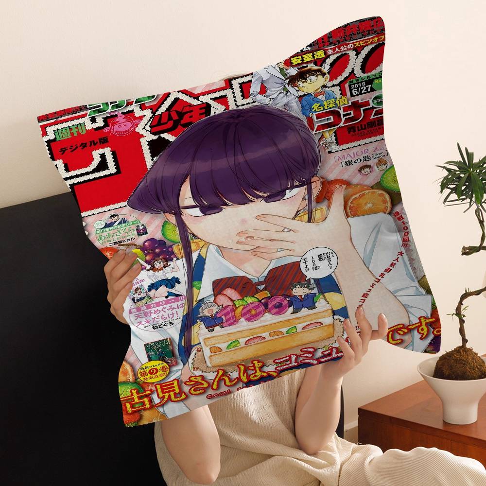 Anime Komi San Wa Komyushou Desu Pillow Cushion Cover Pillowcase Living Room Sofa Home Decor