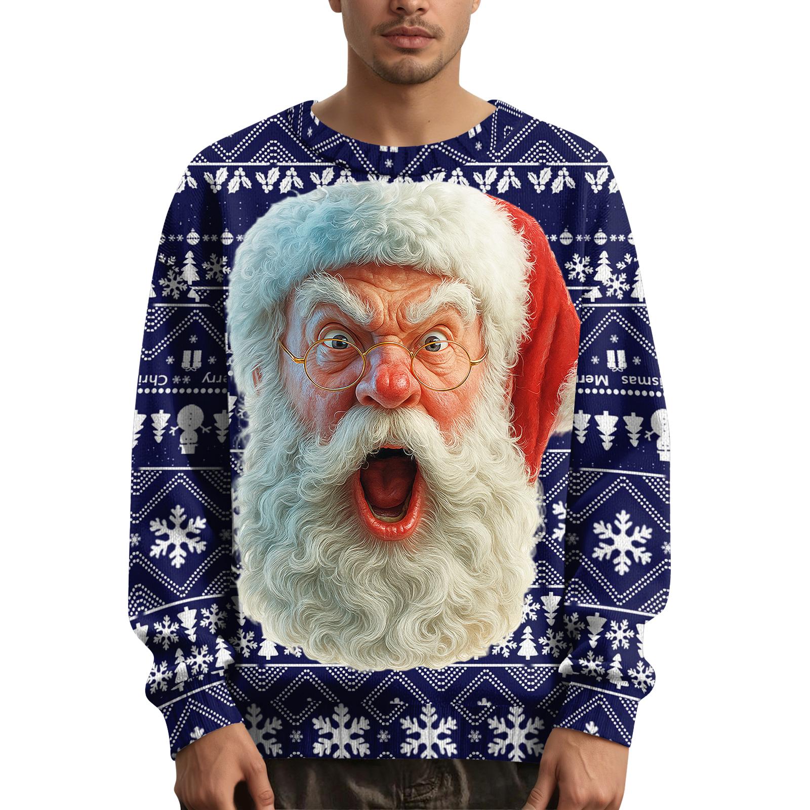 

Мужской рождественский свитер с принтованным воротником M