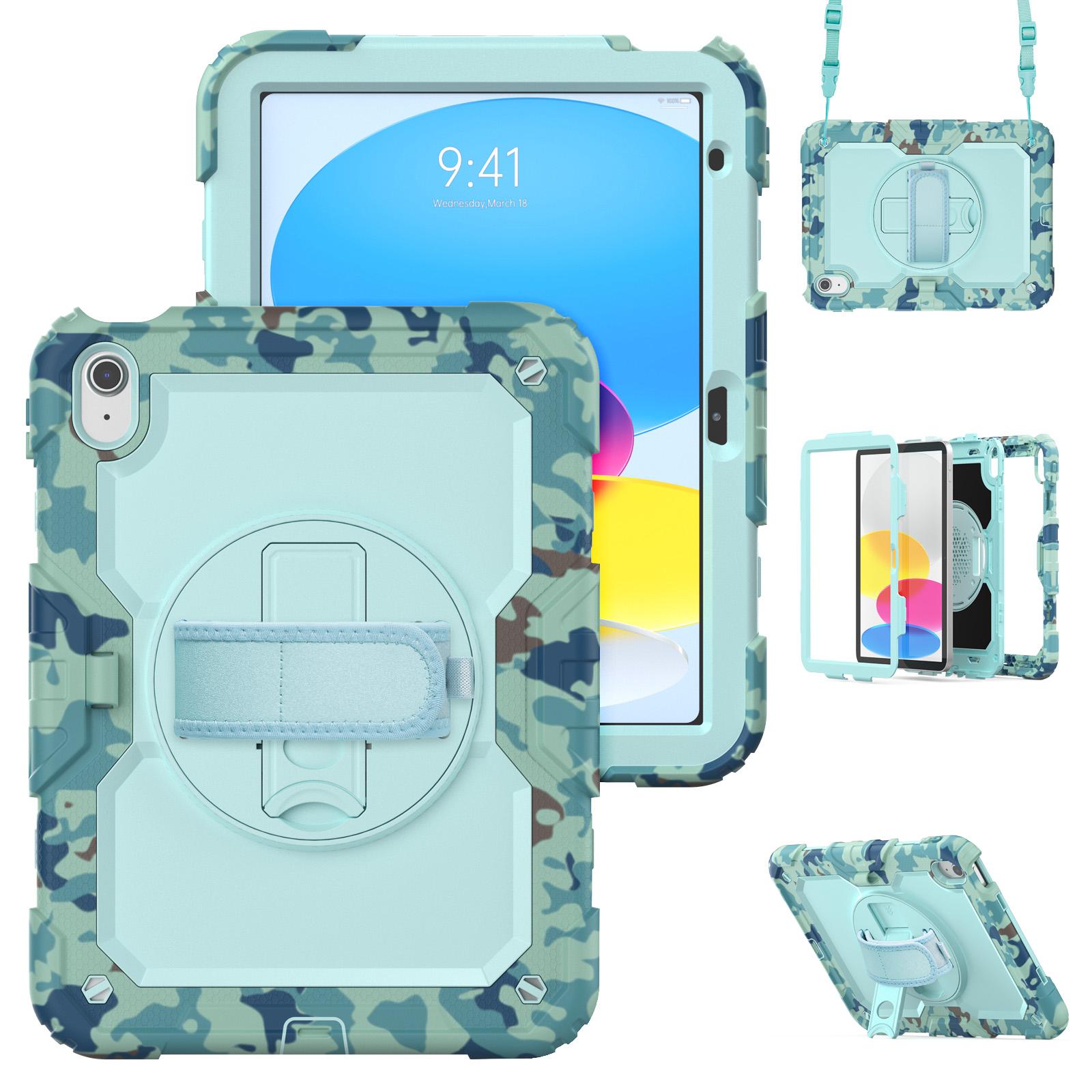 

360 Rotating Stand Case Universal For iPad 2025 A16 11th 10.9 2022 10th Gen. Armor Cover With Screen Protector & Shoulder Strap iPad 2025 A16-11th