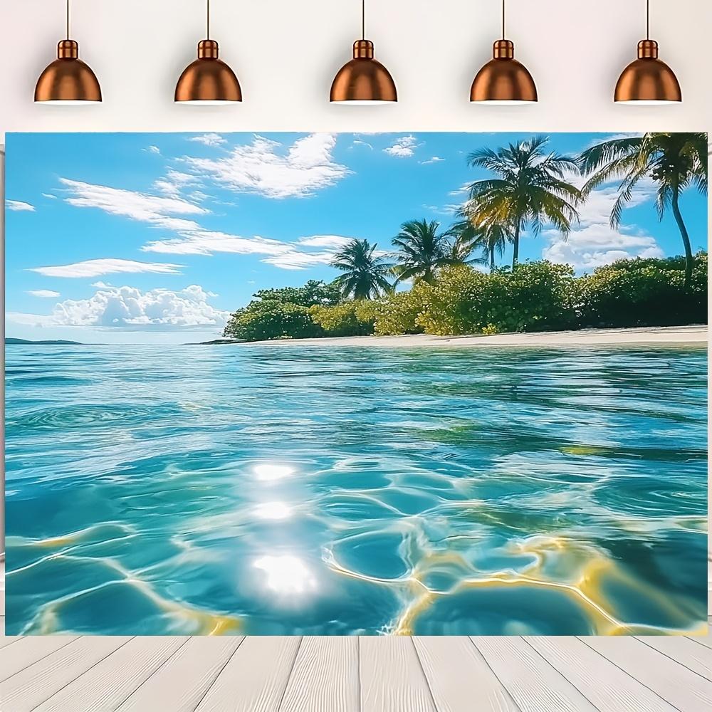 Hawaii Beach Polyester Background - Paradise by the Sea featuring palm trees and coconut trees 100x150cm