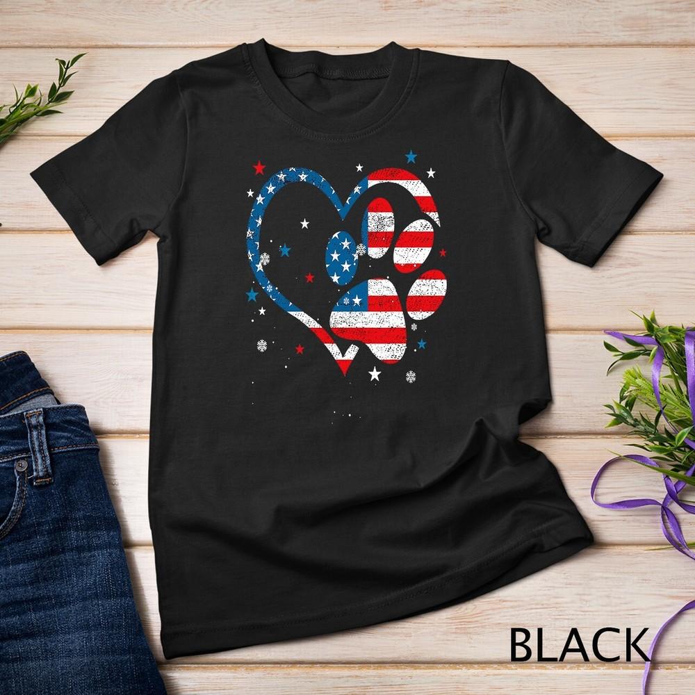 American Flag Patriotic Dog and Cat Paw Print - 4th Of July T-Shirt Unisex T-shirt 3XL