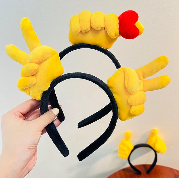 Cartoon Thumbs Up Heart Shaped Plush Headband for Photos & Face Washing