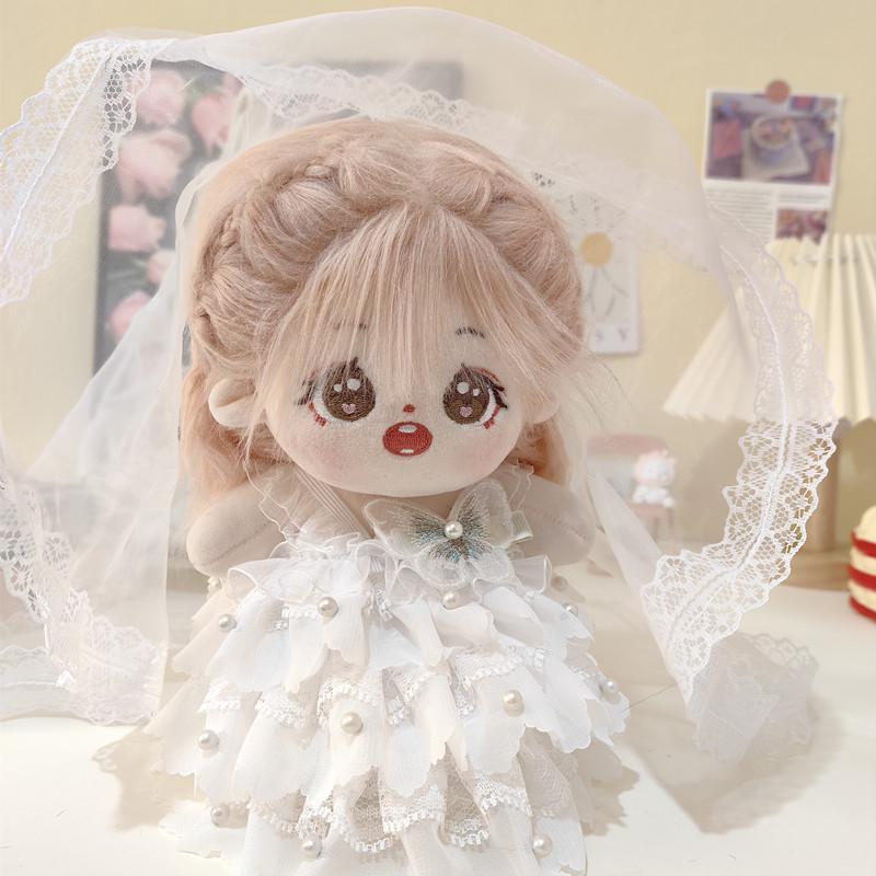 Romantic White Doll Wedding & Evening Gown, 20cm Cotton Gauze Dress for Dolls