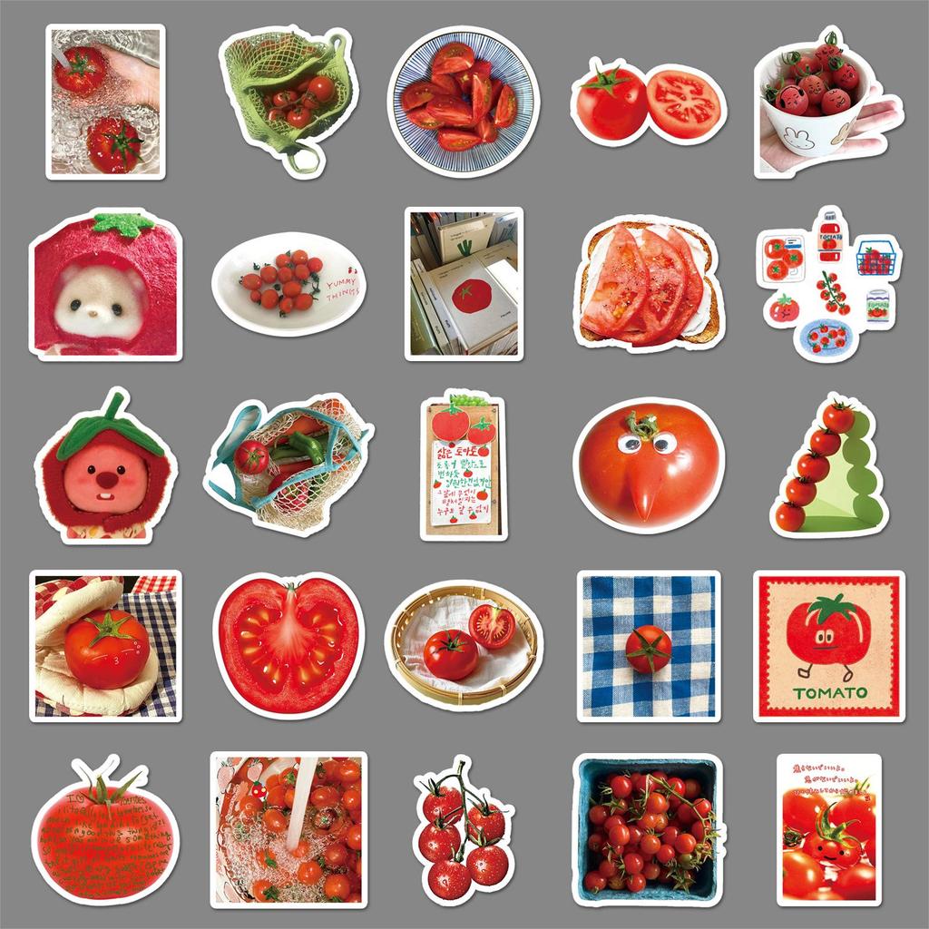 50pcs Cute Tomato Graffiti Stickers for Phone Cases, Tablets, and Laptops