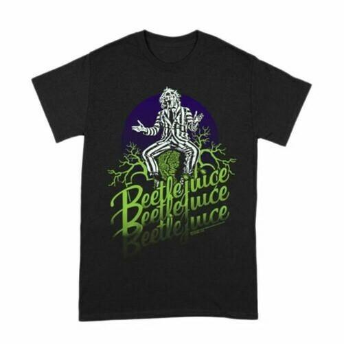 Mens Beetlejuice Logo Faded Black Crew Neck T-Shirt XXXXL