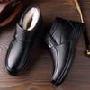 Leather cowhide men's cotton shoes soft cowhide soft sole business casual leather shoes