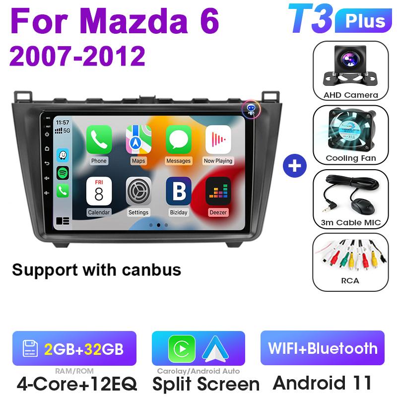 2 Din Android 12 Car Radio For Mazda 6 Rui Wing 2007 - 2012 Multimedia Video Player GPS 4G Carplay Auto Stereo RDS DVD Head Unit