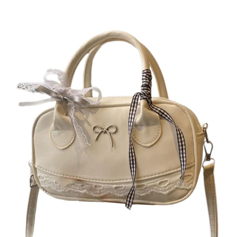 Leather Satchel Handbags for Women Toted Shoulder Bag Sweet Bows Crossbody Bag Purse Top Handle Bag with Removable Strap