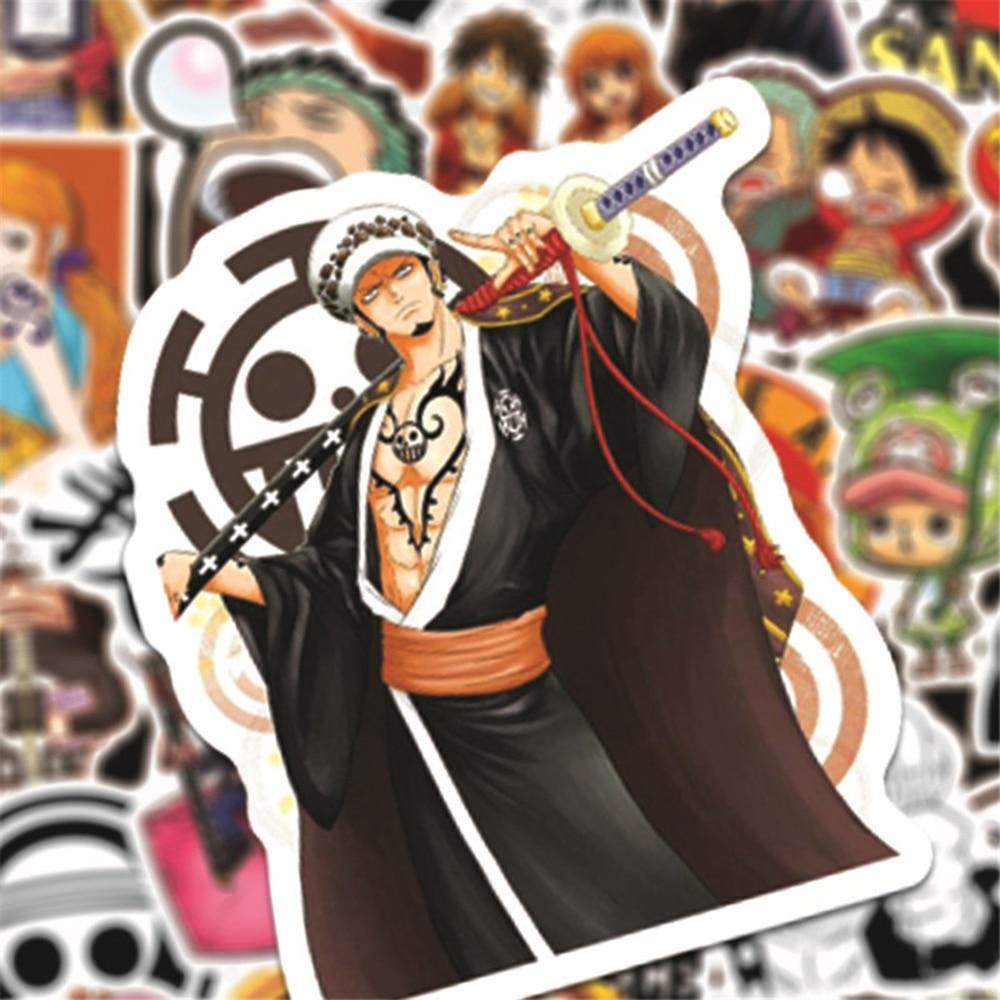 50PCS/set One Piece Anime Stickers DIY Phone Snowboard Laptop Luggage Fridge Guitar Graffiti Cartoon Sticker Decal for Kid