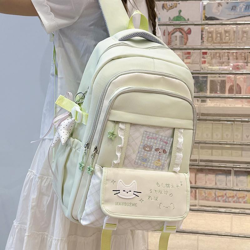 Schoolbag Plaid New Cute Schoolbag Female Junior High School Students Large Capacity High Value Ins Class Travel Double Shoulder Backpack