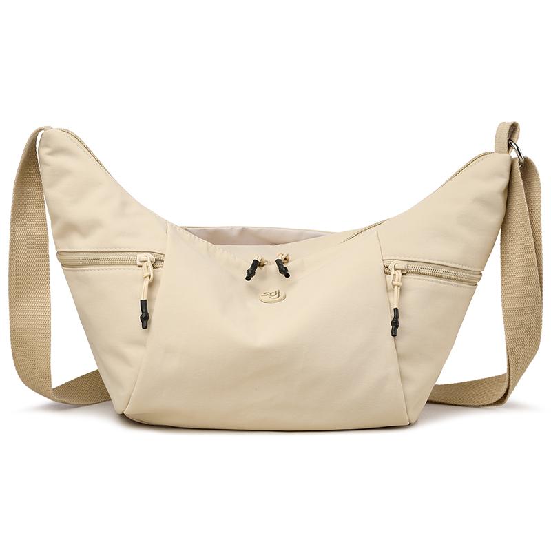 

Женская легкая нейлоновая сумка-хобо - сумка-кроссбоди в форме полумесяца с регулируемым ремешком (Водостойкий для работы и повседневного использования) бежевый
