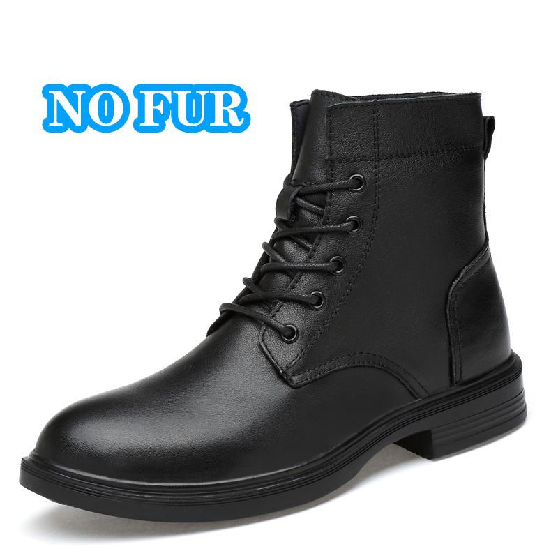 FashionMen Genuine Leather Ankle Boots Classic British Style Motorcycle Boots Leisure Walk Outdoor Footwear Soft Man Warm Winter Boots