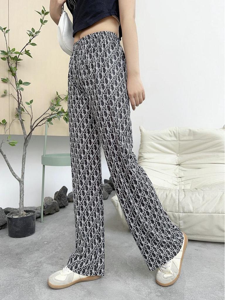 2023 Women's Plus Size Summer Rayon Nine-Point Casual Wide-Leg Pants