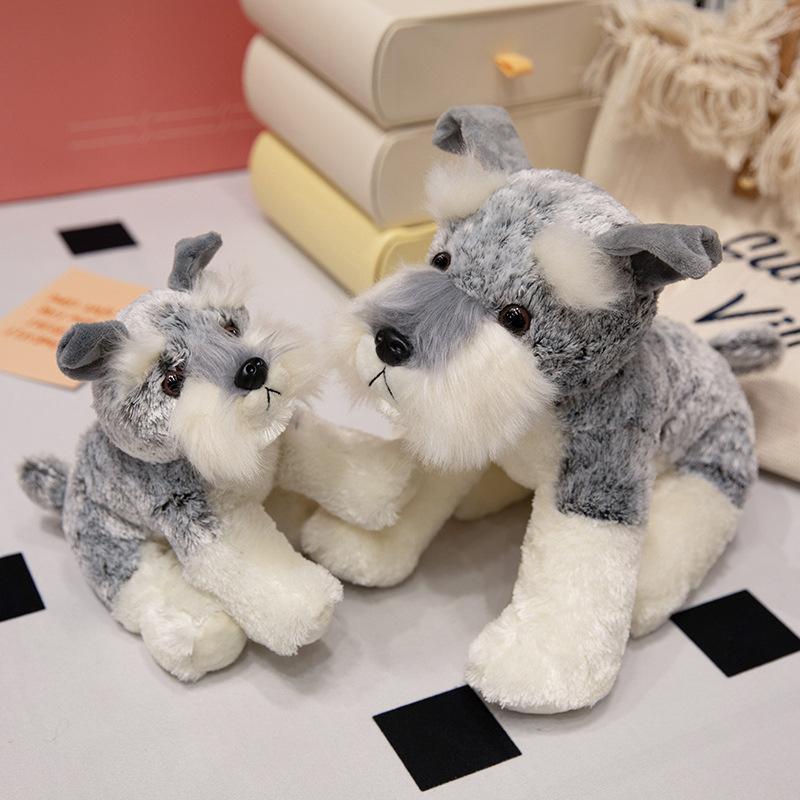 Cute Simulation Schnauzer Doll Plush Toy Puppy Dog Doll Children Soothing Rag Doll Girl Birthday Gift