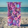 Psychedelisches Bubble Wave Strandtuch, Elektrisches Pop-Art Retro Neon-Design, Lebendige Surreale Wirbel, Kräftiges Buntes Poolzubehör