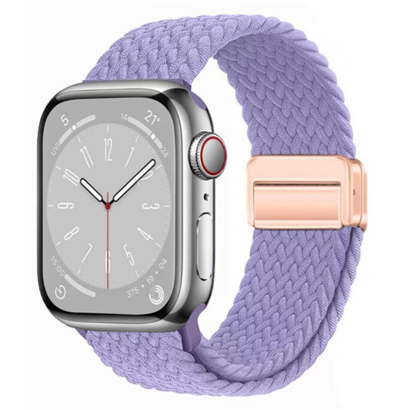 Geflochtenes Solo Loop-Armband aus Nylon für Apple Watch Band Ultra2 49 mm 9 8 7 41 mm Metall-Magnetarmband 45 mm 6 5 4 SE 44 mm verstellbarer elastischer iWatch-Gurt