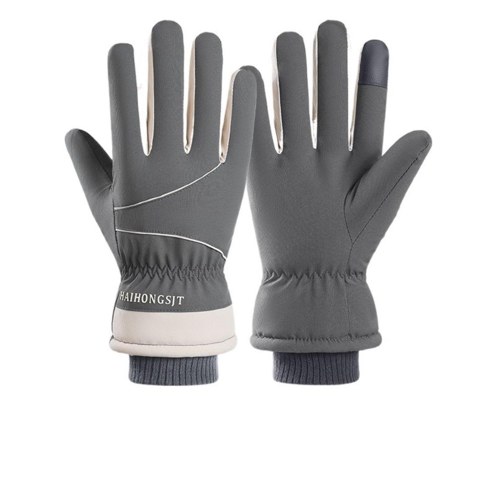Full Fingers Cold-resistant Winter Gloves Waterproof Piled Riding Gloves Windproof Thickened Cycling Gloves Running