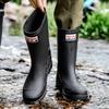 High Tube Rain Shoes Men's Medium Tube Non-slip Water Shoes Fashion Outdoor Rain Boots Fishing Thick-soled Water Boots Thermal Rubber Shoes