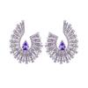 Style Heavy Industry Luxury Purple Zircon Geometric Stud Temperament New Exaggerated Rhinestone Stage