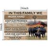 In This Family Black Angus Cattle Poster Cattle Wall Art Canvas Farmhouse Cow Wooden Rustic Inspirational Quotes Art Prints Vintage Themed