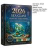 Festive Desktop Ornaments Sea Glass Marine Life Advent Calendar, 24 Day Countdown Box Home Decor with Ocean Animal Acrylic Ornaments, Tree Hanging
