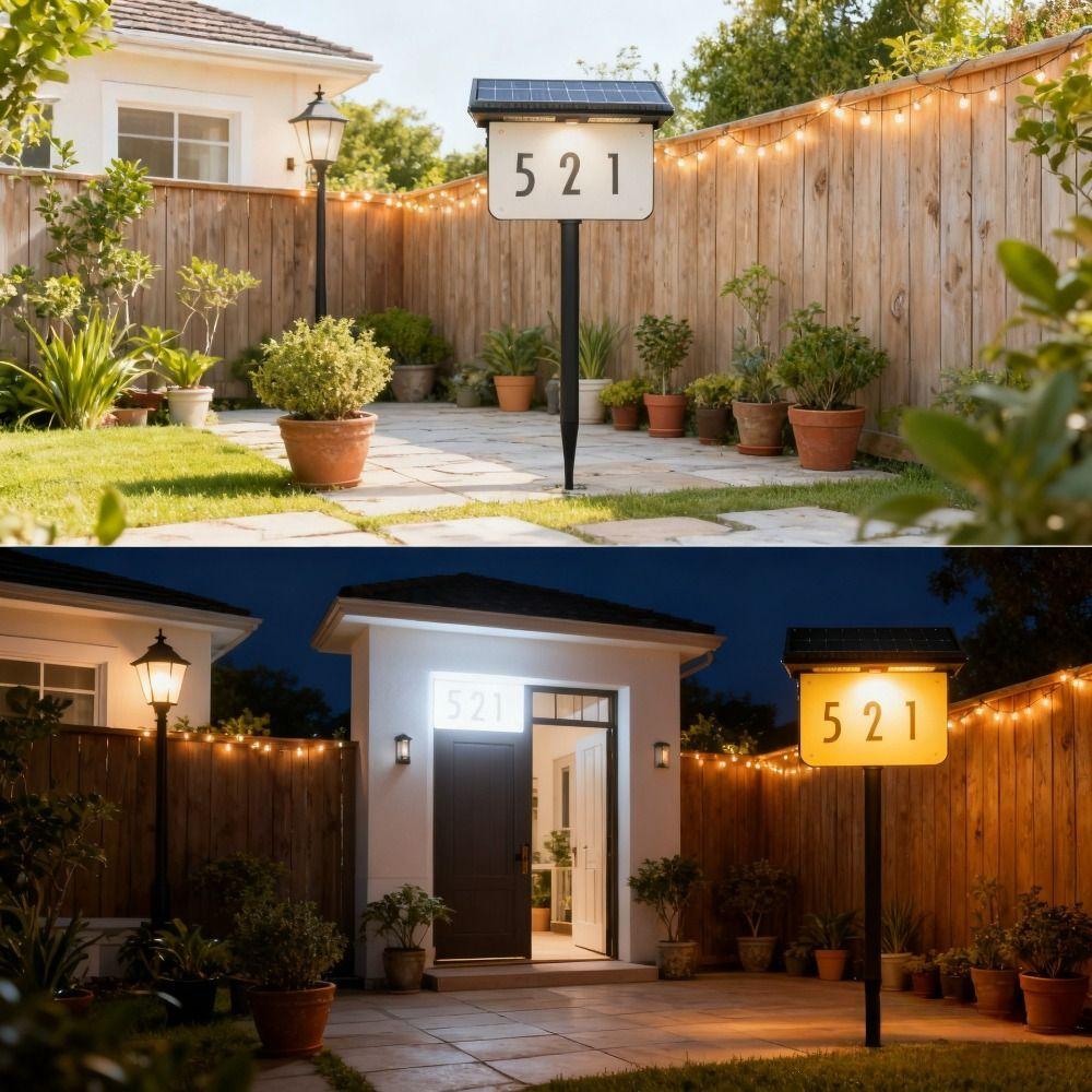 Waterproof Solar Address Sign Light Multifunctional 3-Color Ambience Lamp Outdoor Solar Address Light In-Ground Stake Mounted