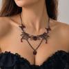 Vintage Black Metal Spider Web Drop Earrings For Women Red Rhinestone Spider Pendant Earring Halloween Cosplay Costume Jewelry