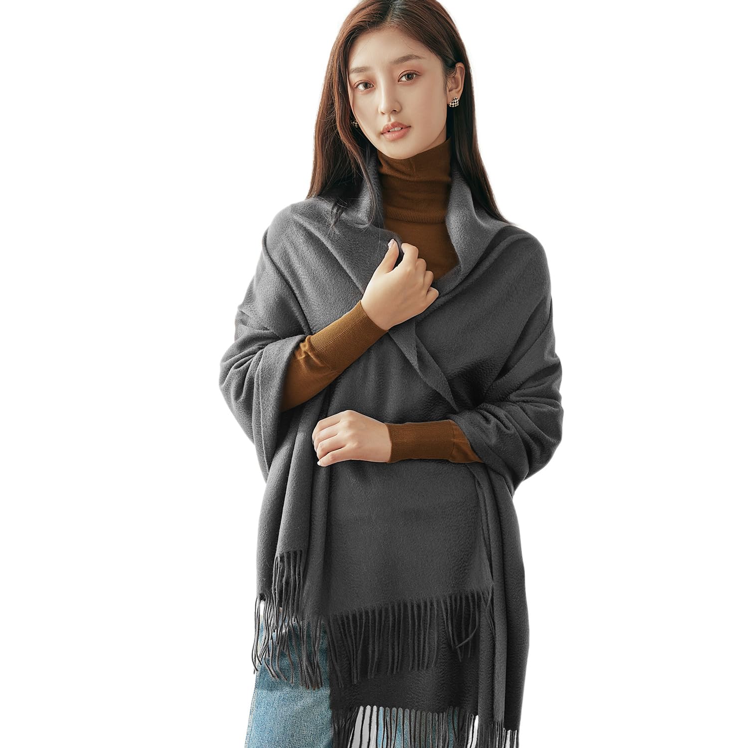 

Коллекция кашемировых шарфов Премиальный Внутренний Монгольский Однотонный Пушистый Кашемир 42 День рождения Рождество Свадебный подарок [Toyuxe] Женский 100% [Осень/Зима 2024 - серый