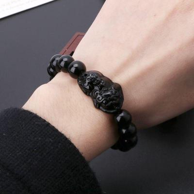 Feng Shui Obsidian Stein Reichtum Pi Xiu Armband zieht Reichtum und Glück an