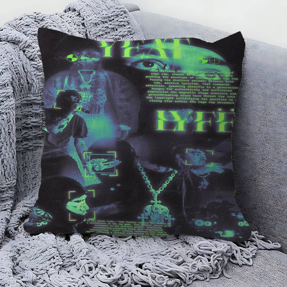 Pop Hip Hop Rapper Yeat Pillow Gift Home Office Decoration Bedroom Sofa Car Cushion Cover Case 45x45