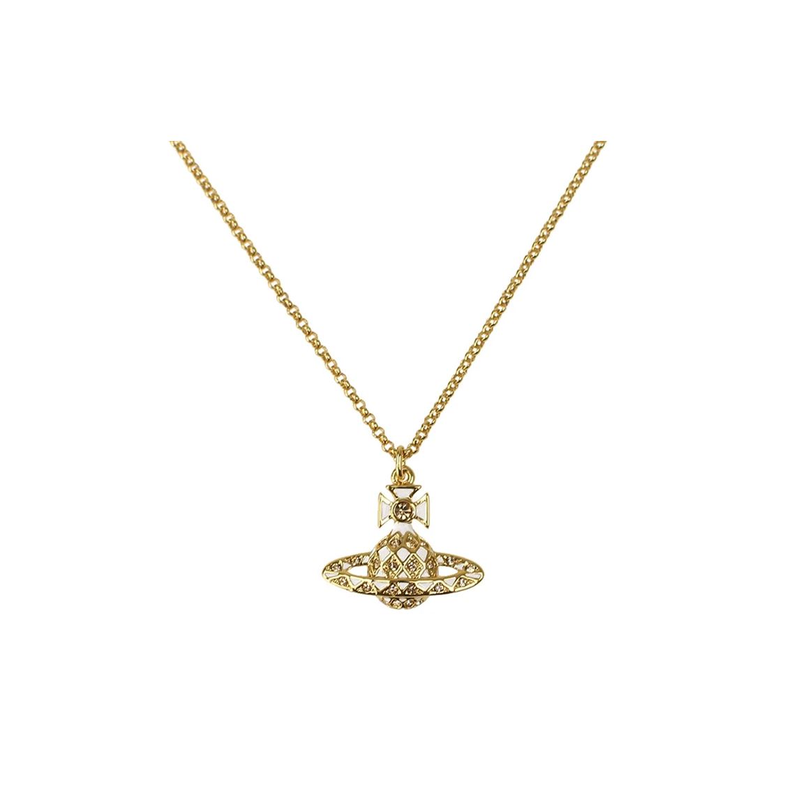 Vivienne Westwood Classic Saturn Logo Engraved Back Letter Metal Necklace Women necklace Gold 63020233-R207 Box