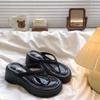 Wedge Heel Flip-flops Women's Summer Wear Heightened Thick Bottom 2025 New High-end Versatile Non-slip Sandals